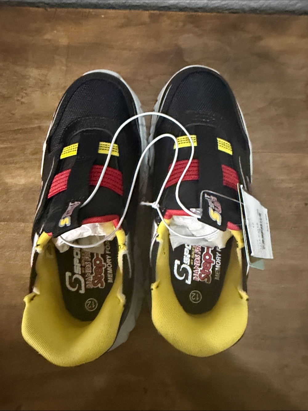 Skechers Kids Black, Yellow & Red Slip-On Athletic Sneakers size 12 - Picture 4 of 6